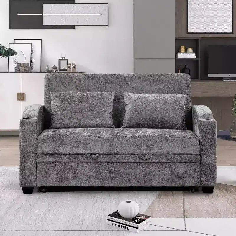 Canapé-lit convertible Polibi avec port USB, porte-gobelets et dossier réglable
