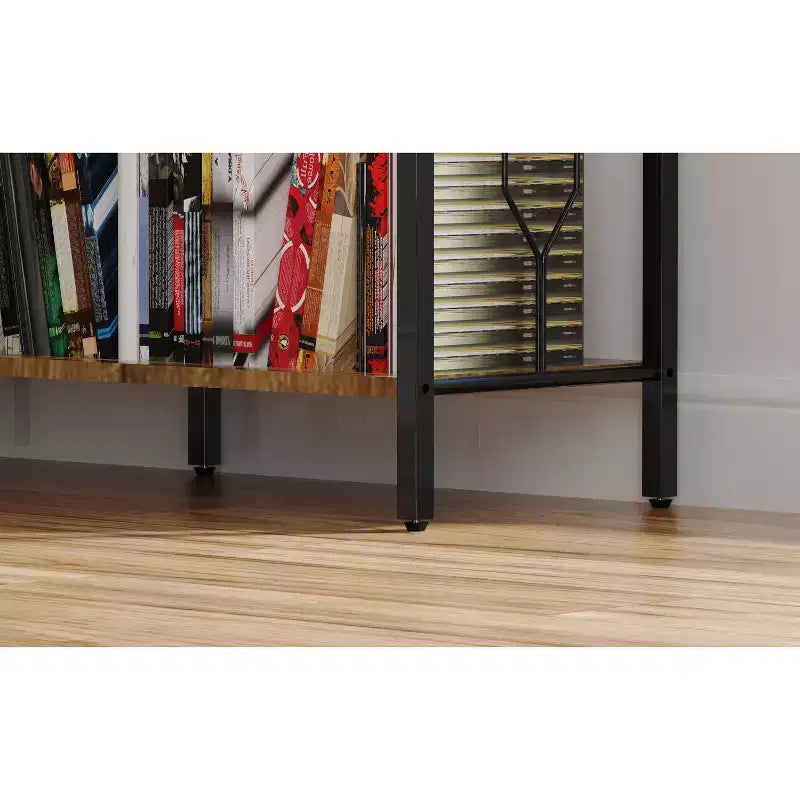 Étagère d'angle industrielle 7 niveaux Okak, bibliothèque autoportante en forme de L, vitrine pour salon, chambre, bureau, marron