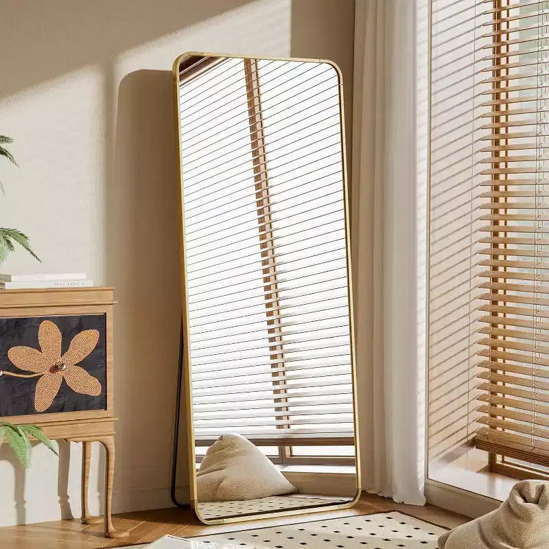 Miroir sur pied de 65 x 24 avec coins arrondis, miroir pleine longueur à poser, à suspendre ou à appuyer pour chambre ou dressing