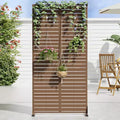 MAYEERTY 72*35in Metal Outdoor Patio Privacy Screen Freestanding Room Divider Partition for Indoor, Gray