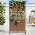 MAYEERTY 72*35in Metal Outdoor Patio Privacy Screen Freestanding Room Divider Partition for Indoor, Gray