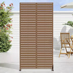 MAYEERTY 72*35in Metal Outdoor Patio Privacy Screen Freestanding Room Divider Partition for Indoor, Gray