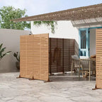 MAYEERTY 72*35in Metal Outdoor Patio Privacy Screen Freestanding Room Divider Partition for Indoor, Gray