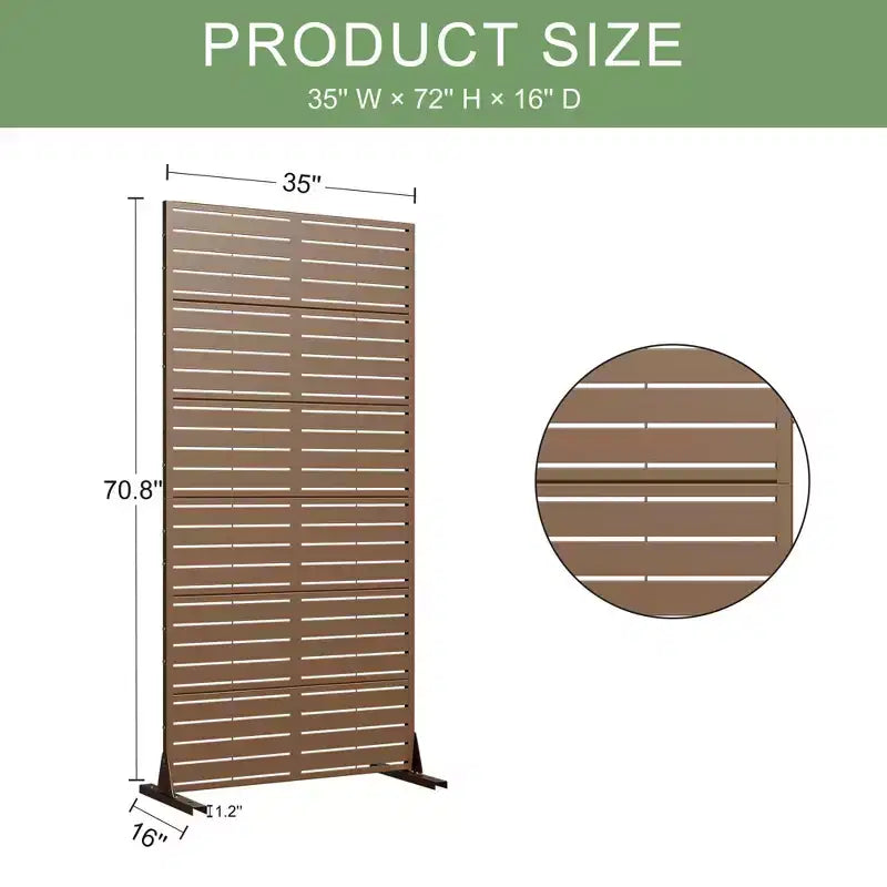 MAYEERTY 72*35in Metal Outdoor Patio Privacy Screen Freestanding Room Divider Partition for Indoor, Gray