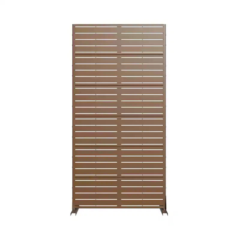 MAYEERTY 72*35in Metal Outdoor Patio Privacy Screen Freestanding Room Divider Partition for Indoor, Gray