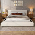 Christopher Knight Home Adrian Modern Upholstered Platform Bed with Linen Thick Headboard