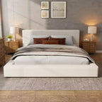 Christopher Knight Home Adrian Modern Upholstered Platform Bed with Linen Thick Headboard
