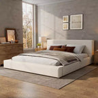 Christopher Knight Home Adrian Modern Upholstered Platform Bed with Linen Thick Headboard