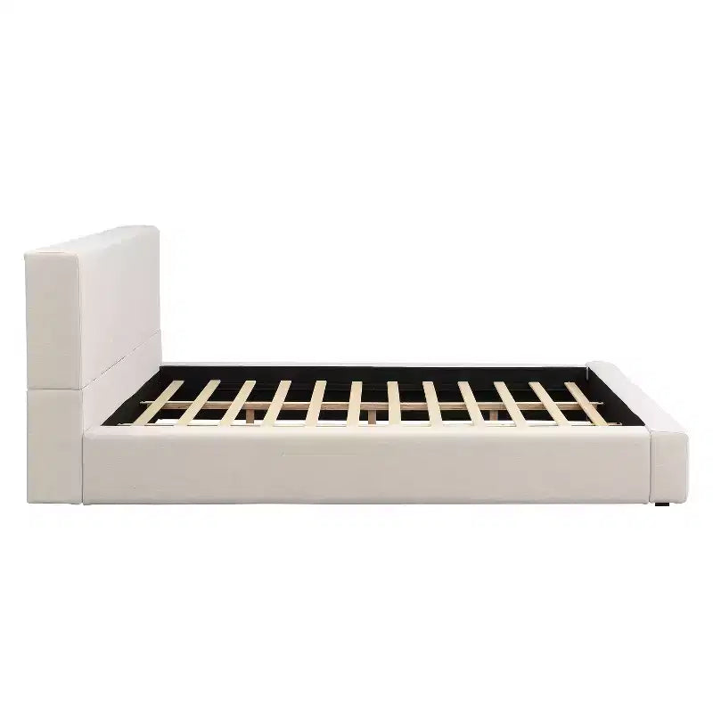Christopher Knight Home Adrian Modern Upholstered Platform Bed with Linen Thick Headboard