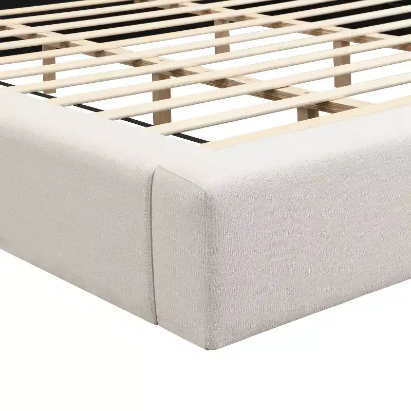 Christopher Knight Home Adrian Modern Upholstered Platform Bed with Linen Thick Headboard