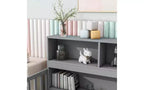 Bellemave Twin Kids Floor Bed with Built-in Storage Bookcase and Guardrails, Grey