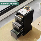 Acekool 103 Armoire de Rangement Roulante avec Serrure, Établi et Étagère Réglable, Chariot à Outils Mobile pour Garage, Atelier, Bureau, Noir