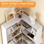 Coolmee Étagère d'angle industrielle à 6 niveaux, bibliothèque en forme de L avec déflecteurs et étagères, grande unité de rangement pour salon, bureau à domicile