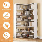Coolmee Étagère d'angle industrielle à 6 niveaux, bibliothèque en forme de L avec déflecteurs et étagères, grande unité de rangement pour salon, bureau à domicile