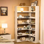 Coolmee Étagère d'angle industrielle à 6 niveaux, bibliothèque en forme de L avec déflecteurs et étagères, grande unité de rangement pour salon, bureau à domicile