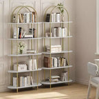 71 Arched Bookshelf 2PCs 5 Tier Bookcase Open Bookshelf Plant Stand with Metal Frame Freestanding