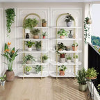 71 Arched Bookshelf 2PCs 5 Tier Bookcase Open Bookshelf Plant Stand with Metal Frame Freestanding