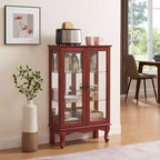 Elegant 2-Door Curio Cabinet with Tempered Glass Doors, Mirrored Back Panel, and Adjustable Shelves - Lighted Display Cabinet for Home