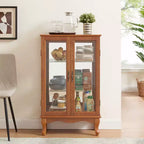 Elegant 2-Door Curio Cabinet with Tempered Glass Doors, Mirrored Back Panel, and Adjustable Shelves - Lighted Display Cabinet for Home