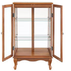Elegant 2-Door Curio Cabinet with Tempered Glass Doors, Mirrored Back Panel, and Adjustable Shelves - Lighted Display Cabinet for Home