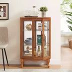 Elegant 2-Door Curio Cabinet with Tempered Glass Doors, Mirrored Back Panel, and Adjustable Shelves - Lighted Display Cabinet for Home