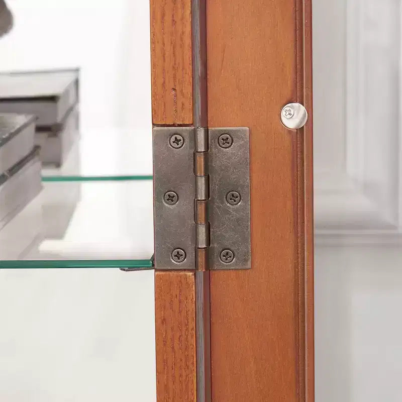 Elegant 2-Door Curio Cabinet with Tempered Glass Doors, Mirrored Back Panel, and Adjustable Shelves - Lighted Display Cabinet for Home