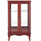 Elegant 2-Door Curio Cabinet with Tempered Glass Doors, Mirrored Back Panel, and Adjustable Shelves - Lighted Display Cabinet for Home