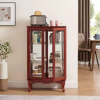 Elegant 2-Door Curio Cabinet with Tempered Glass Doors, Mirrored Back Panel, and Adjustable Shelves - Lighted Display Cabinet for Home
