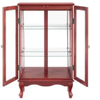 Elegant 2-Door Curio Cabinet with Tempered Glass Doors, Mirrored Back Panel, and Adjustable Shelves - Lighted Display Cabinet for Home