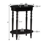 HomeStock Belmont Oval End Table with Shelf Two-Tier Display Storage Solid Wood Legs Veneer Finish Versatile Nightstand Accent Piece
