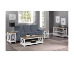 Table d'appoint Belmont HomeStock avec étagères Design en X d'inspiration italienne Rangement à deux niveaux Bois d'hévéa massif avec placage de chêne Table d'appoint