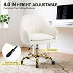 Chaise de bureau en velours KERDOM pour bureau à domicile, chaise d'ordinateur pivotante à 360° réglable en hauteur, beige