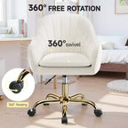 Chaise de bureau en velours KERDOM pour bureau à domicile, chaise d'ordinateur pivotante à 360° réglable en hauteur, beige
