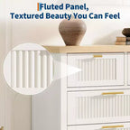 Commode cannelée à 7 tiroirs, commode haute de 114 cm, 7 tiroirs de commode, commode en bois avec rangement pour vêtements, armoire de rangement pour salon ou chambre à coucher