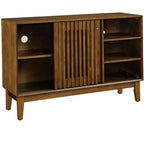 Bahut-buffet de 120 cm avec rangements, bahut-buffet de ferme cannelé avec 2 portes et pieds en bois massif, meuble console média