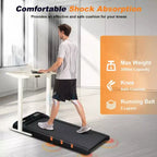 Tapis de course pliant portable NAYSAYE sous le bureau avec accoudoirs amovibles, bande de roulement amortie, grande surface pour la maison et le bureau