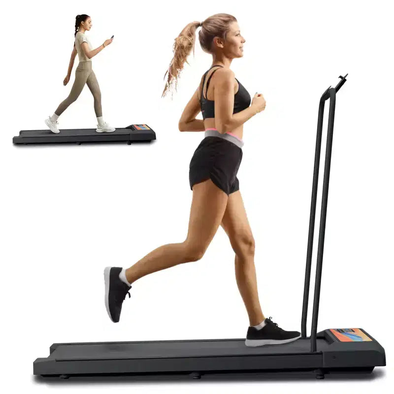 Tapis de course pliant portable NAYSAYE sous le bureau avec accoudoirs amovibles, bande de roulement amortie, grande surface pour la maison et le bureau