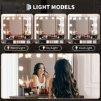 Acekool Coiffeuse d'angle avec tabouret, station de charge et miroir lumineux