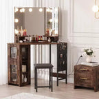 Acekool Coiffeuse d'angle avec tabouret, station de charge et miroir lumineux