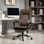 Okak Executive Office Chair with 140 Reclining Back, Ergonomic Chair with Foldable Footrest, Desk Chair for Office, Study, Brown