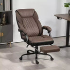 Okak Executive Office Chair with 140 Reclining Back, Ergonomic Chair with Foldable Footrest, Desk Chair for Office, Study, Brown