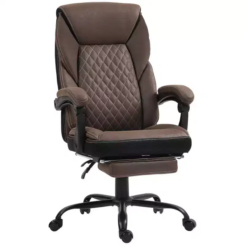 Okak Executive Office Chair with 140 Reclining Back, Ergonomic Chair with Foldable Footrest, Desk Chair for Office, Study, Brown