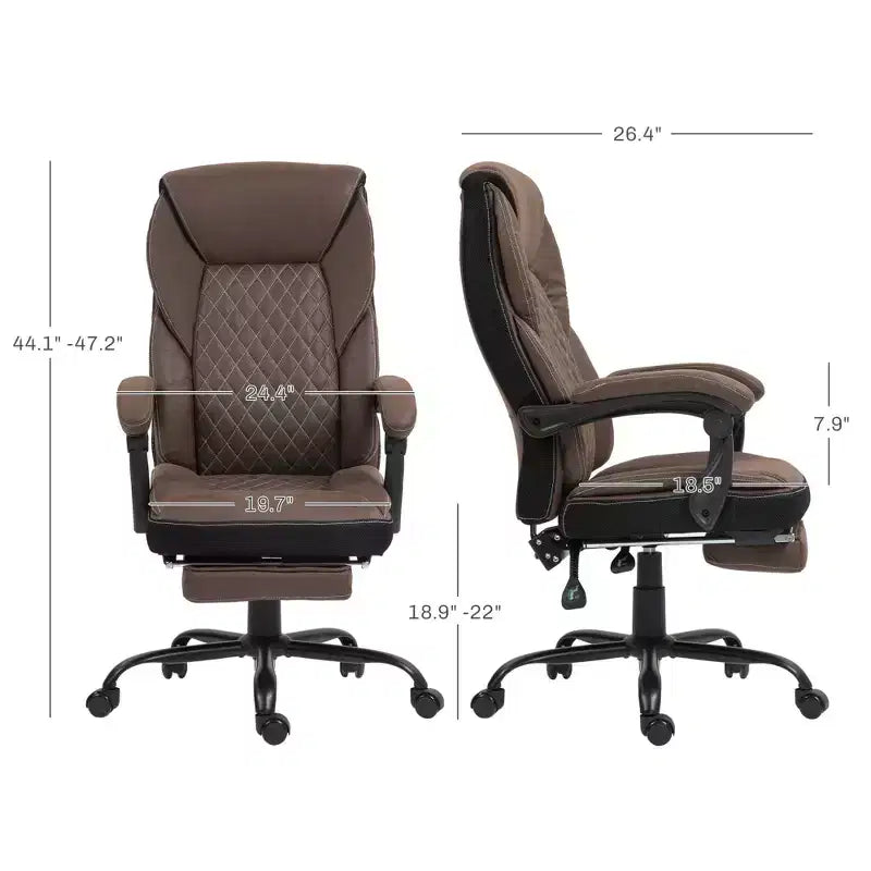 Okak Executive Office Chair with 140 Reclining Back, Ergonomic Chair with Foldable Footrest, Desk Chair for Office, Study, Brown