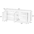 Homy Casa Buffet de Rangement Moderne Cannelé à 4 Portes avec Étagères Réglables, Noyer