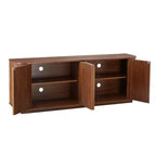 Homy Casa Buffet de Rangement Moderne Cannelé à 4 Portes avec Étagères Réglables, Noyer