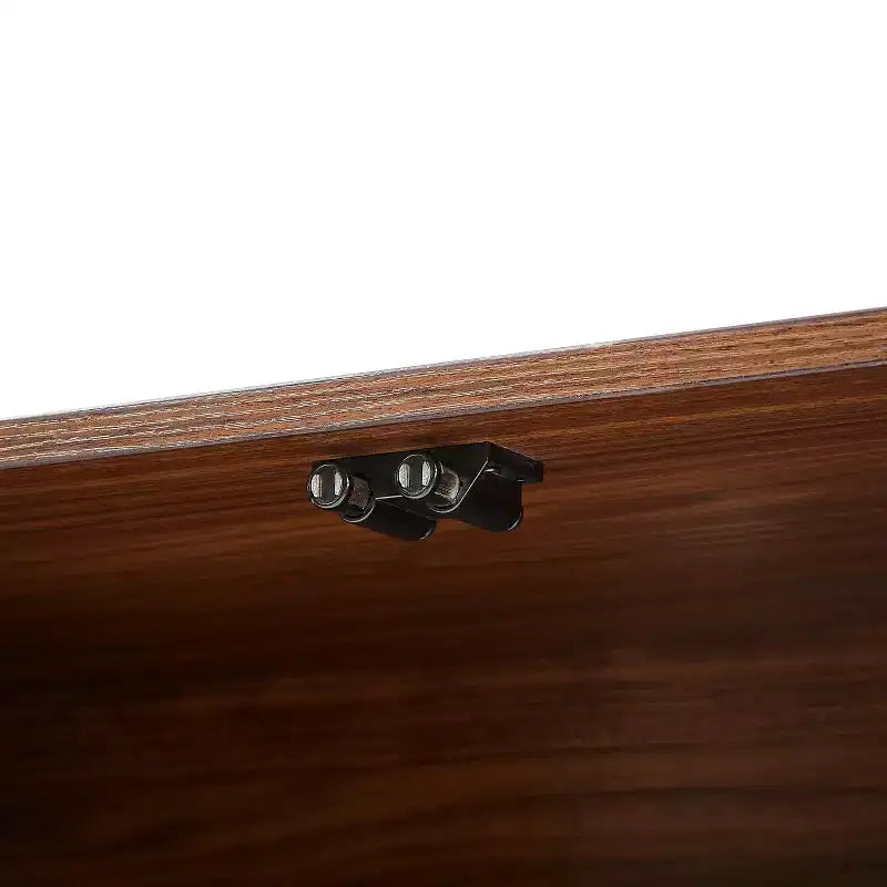 Homy Casa Buffet de Rangement Moderne Cannelé à 4 Portes avec Étagères Réglables, Noyer