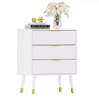 Commode à 3 tiroirs cannelés COZONY, commode de rangement moderne pour chambre à coucher avec cadre en bois, table de chevet compacte pour chambre à coucher et salon