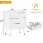 Commode à 3 tiroirs cannelés COZONY, commode de rangement moderne pour chambre à coucher avec cadre en bois, table de chevet compacte pour chambre à coucher et salon