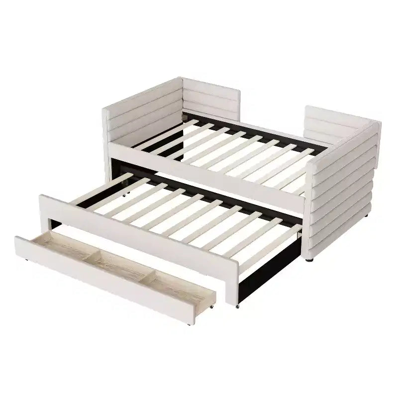 GDFStudio Alston Lit de repos double capitonné avec lit gigogne et tiroirs de rangement