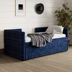 GDFStudio Alston Lit de repos double capitonné avec lit gigogne et tiroirs de rangement